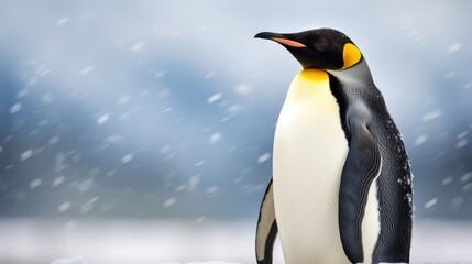 Fototapeta premium breathtaking shot of the Emperor Penguin in its natural habitat, showing its majestic beauty and strength.