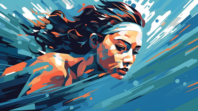 girl  swimming in the pool vector