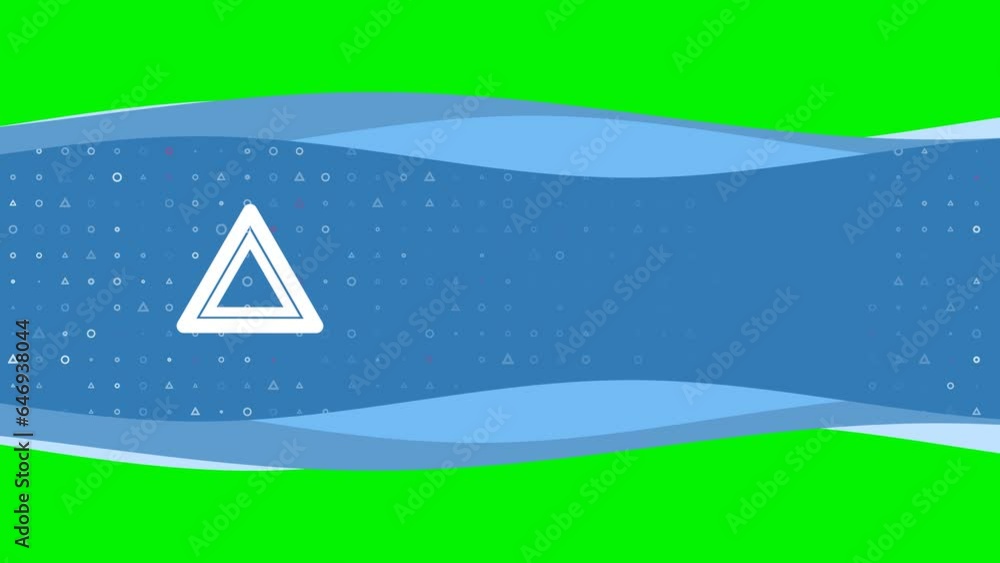Poster animation of blue banner waves movement with white emergency stop symbol on the left. on the backgro