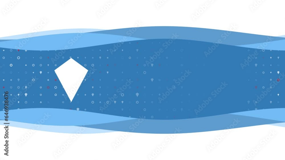 Poster animation of blue banner waves movement with white kite symbol on the left. on the background there 