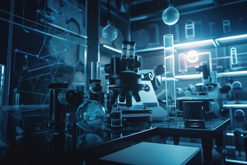 Fototapeta premium microscope in laboratory. Generative AI