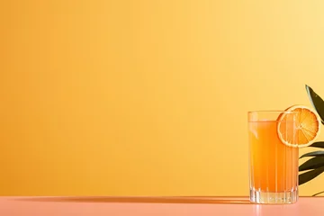 Foto op Canvas a fresh orange juice in glass with a copy space © DailyLifeImages