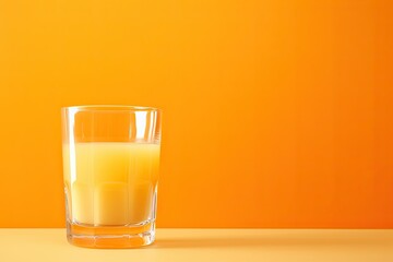 a fresh orange juice in glass with a copy space