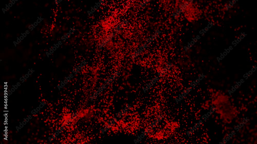 Poster particles move upward in flow. design. vortex flow of small particles on black background. magical v