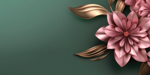 Beautiful abstract pink and green glossy metallic floral design background. beautiful Generative AI AIG32