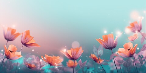 Obraz na płótnie Canvas beautiful abstract teal pink orange misty morning photo floral design background banner. beautiful Generative AI AIG32