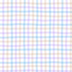 Beige Purple Blue Gingham Check Hand Drawn Background