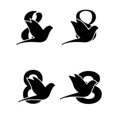 Initials Logo Design Number 8 I Bird Logo Design Concept