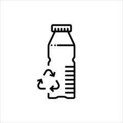 Recycle Plastic Bottle Icon Monoline Style, Single Stroke Width