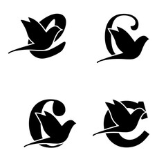 Obraz premium Initials Logo Design Alphabet Letter C I Bird Logo Design Concept