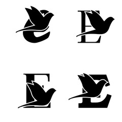 Initials Logo Design Alphabet Letter E I Bird Logo Design Concept