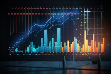 3d bar graph big stock financial data visualization analysis chart