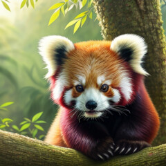 Obraz premium Lesser Panda, Generative AI
