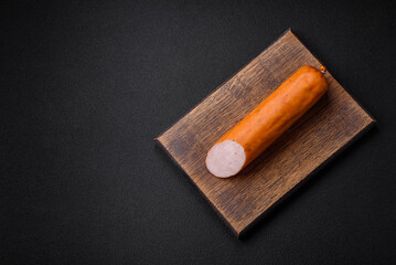 Delicious smoked chicken sausage with salt, spices and herbs