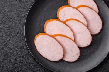 Delicious smoked chicken sausage with salt, spices and herbs