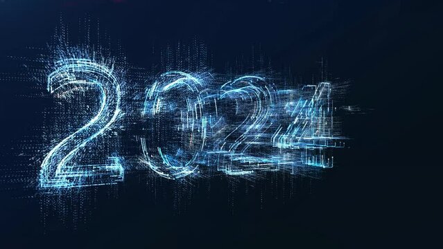 the inscription 2024 in techno style announces the arrival of the industry 5.0 revolution and future technologies in the new 2024