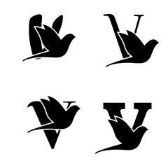 Initials Logo Design Alphabet Letter V I Bird Logo Design Concept