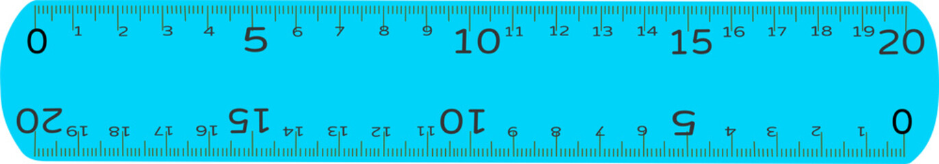 Blue ruler isolated inch centimetre, centimeters