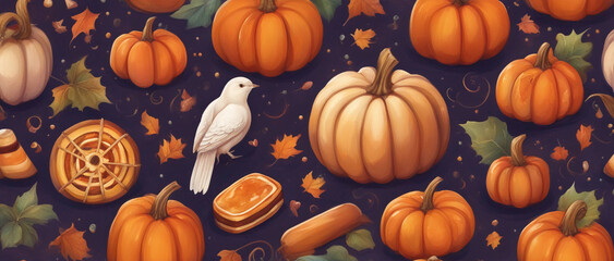 Illustrative fantasy Halloween background. Generative AI.