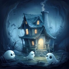 halloween house cartoon cute