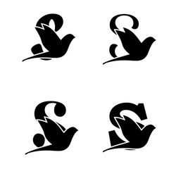 Initials Logo Design Alphabet Letter S I Bird Logo Design Concept