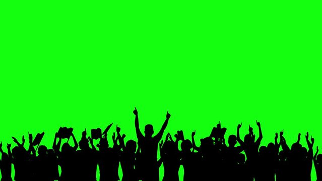 Animated video of the shadows of enthusiastic supporters cheering on a green screen