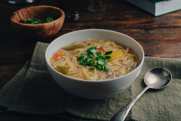 Noodle Soup with Vegetables and Duck Meat
