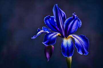 Majestic and regal iris with its tall stem and striking purple or blue petals - AI Generative