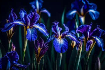 Majestic and regal iris with its tall stem and striking purple or blue petals - AI Generative