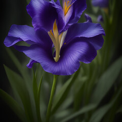 Majestic and regal iris with its tall stem and striking purple or blue petals - AI Generative