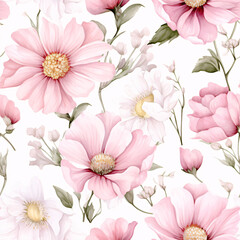 Seamless Sweet Pastel Flower ,Generative Ai Illustration