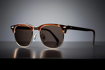Clubmaster Sunglasses - United States - Half-rimmed frames with a browline accent, inspired by 1950s culture (Generative AI)