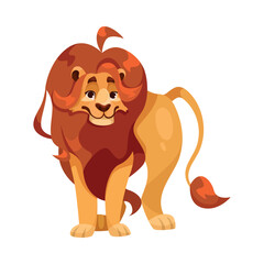 Lion with Mane as Proud Powerful Wild African Animal Standing Vector Illustration