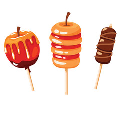 Apple in caramel and chocolate