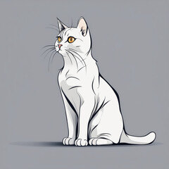 2d outline simple vector colored despicting a beautiful realistic cute cat, Generative AI  