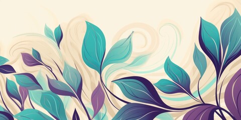 Fototapeta na wymiar beautiful abstract turquoise purple beige simple doodle cartoon floral design background. beautiful Generative AI AIG32