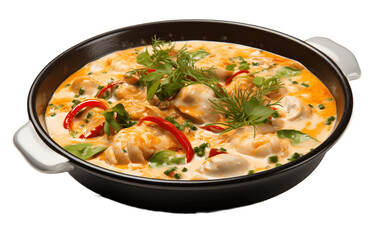 Brazilian Fish Stew  (Moqueca) isolated on a transparent background.