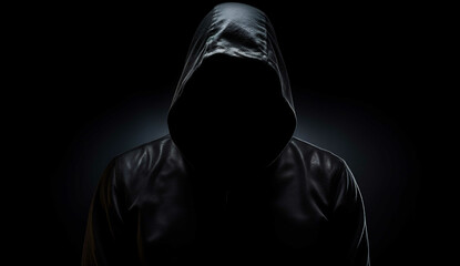Shadow man in hoodie, AI generative, mystery, night