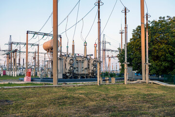 Electrical Substation: Electrical Substation, Power Lines, Transformers and Switches.
