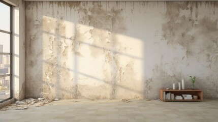 3D apartment wall with mold damage and ample blank area.