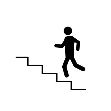 Vector image of a person climbing a ladder. Icon for metro, underpasses. A successful person rising in his career. EPS10
