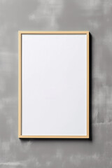 A blank picture frame hanging on a wall. Imaginary photorealistic frame mockup.