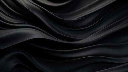 Obraz premium Elegant wave-patterned black satin silk background