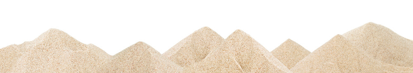 Sand dunes isolated on a white background. Desert sand.