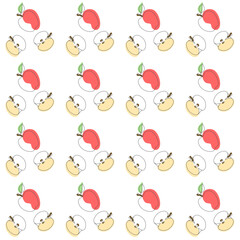 apple seamless pattern with hand drawn illustration