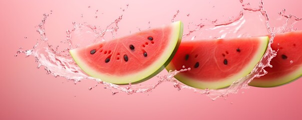 slice of watermelon on pink background