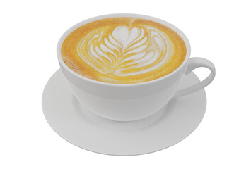 Coffee, cup of coffee, latte art, cup of coffee isolated on transparent background.