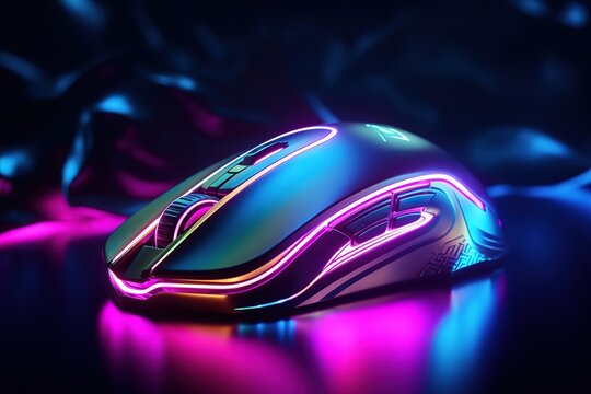 RGB Gaming Mouse On Black Background