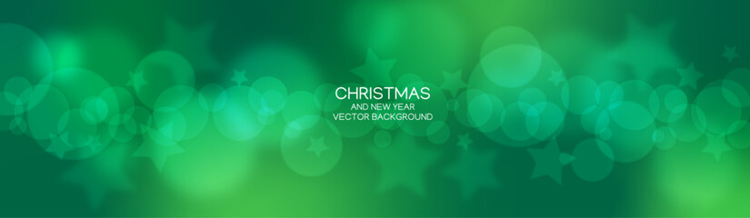 Abstract Green Сhristmas and New Year Background with Bokeh effect and Gradient Spots.	
