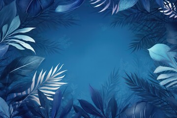 Floral Background, leaves in blue green with copyspace